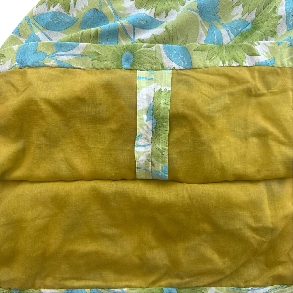 Vintage 1960s Floral Maxi Dress Mod Flower Power Sleeveless Sheath Green Blue - Picture 6 of 9